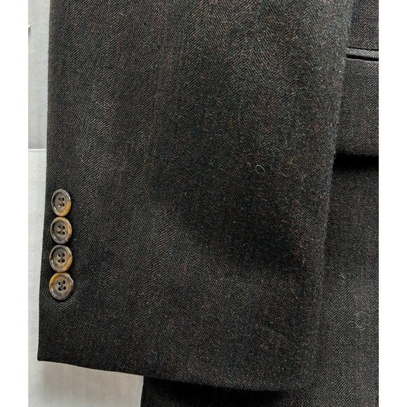 Oscar de la Renta Blazer Jacket Mens 48L Gray Herringbone 100% Wool Classic Fit - Picture 10 of 12